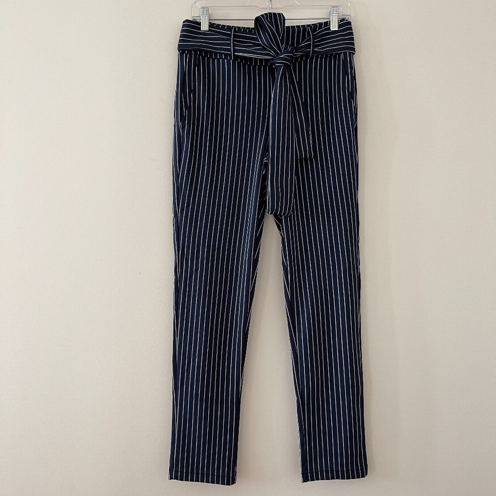 Lezé the Label Comfy Blue + White Pinstriped Pants